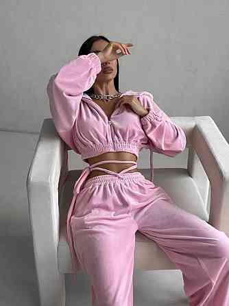 Жіночий стильний повсякденний велюровий костюм плюш-велюр Одеса