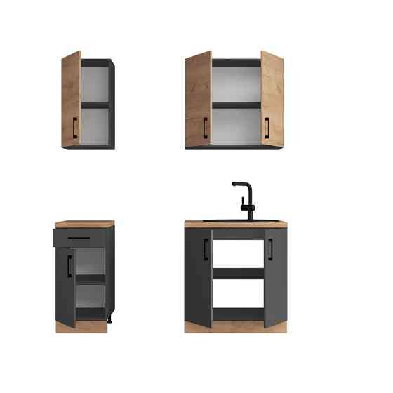 Кухня модульна Еверест Оптіма набір №1 Дуб крафт золотий+Антрацит 1,8 м (без стільниці) (DTM-5690) Львів