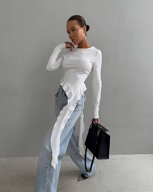 Женский стильный асимметричный лонгслив со шлейфом микродайвинг Одесса - изображение 5