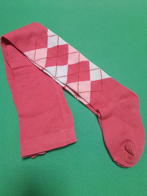 Колготки для девочки с принтом, розовые - размер от низа попы до пятки 33см (тянется до 43см), 82%хлопок Київ - фото 1