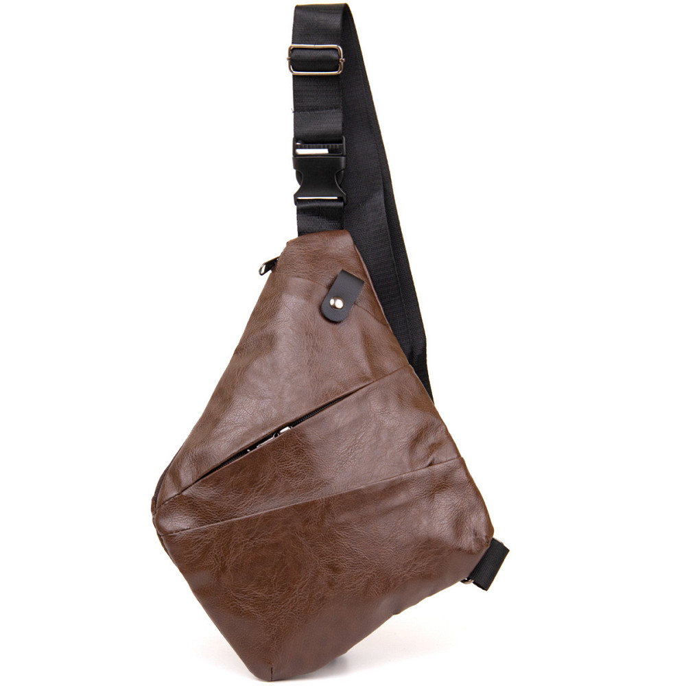 Чоловіча сумка слінг з екошкіри для документів та міста Vintage 20566 Темно Коричнева Київ - фото 8