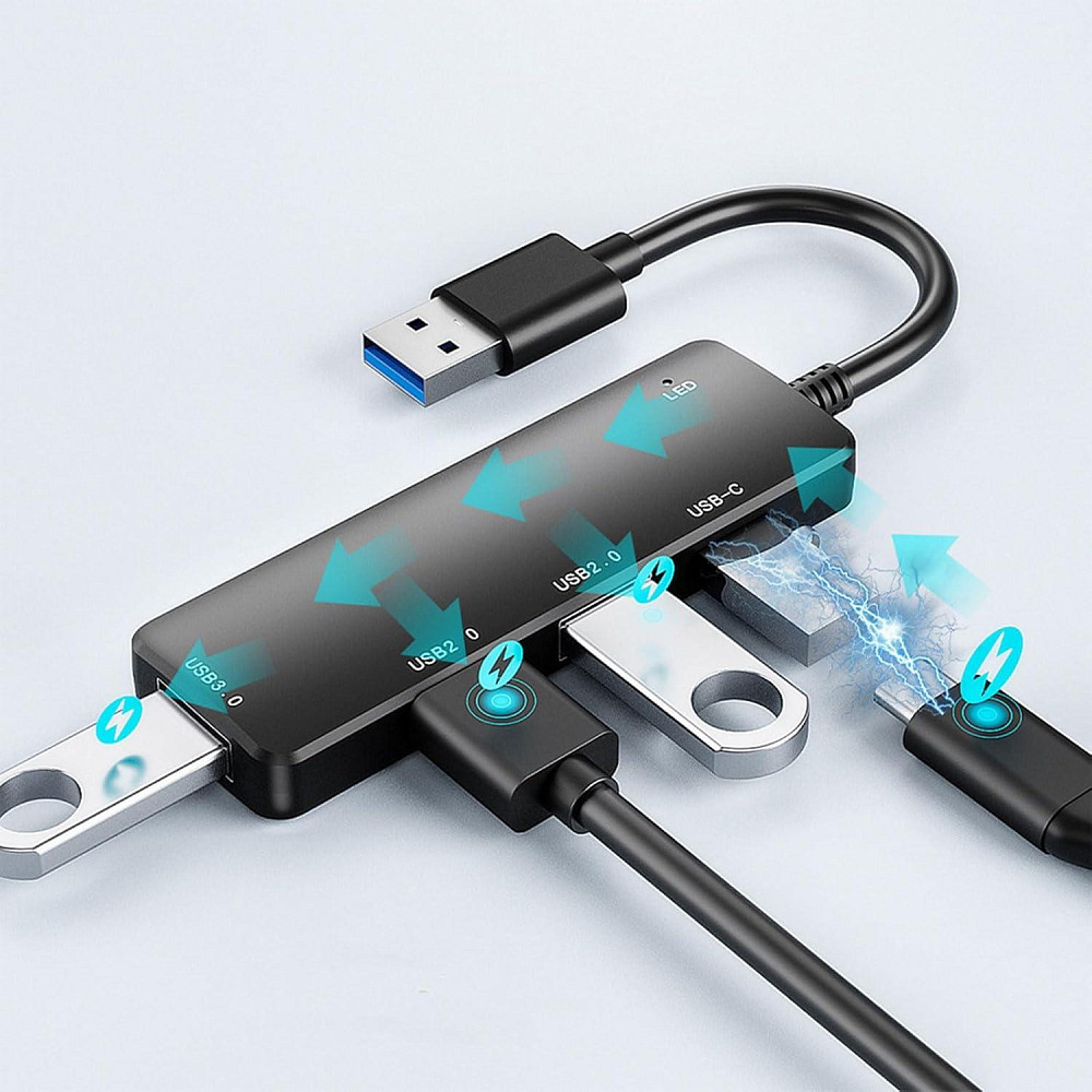 Концентратор USB-хаб 1xUSB3.0/2xUSB2.0/ 1xType C Луцк - изображение 2