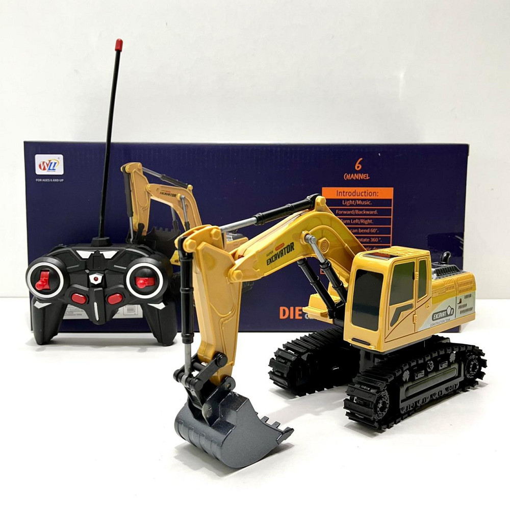 Екскаватор гусеничний на радіокеруванні акумулятор звук світло ковш, що рухається USB-заряд Жовто-чорний (680-D2) Чернігів - фото 2