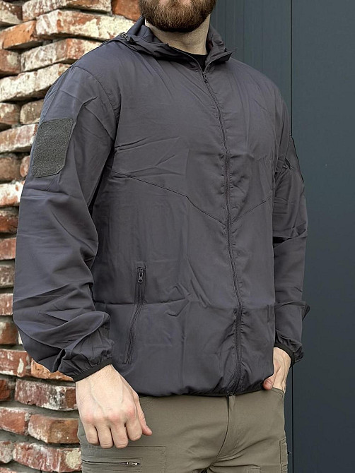 Военная куртка тёмно-серая с водостойкими аквамолниями, капюшоном и анатомическим кроем Львов - изображение 6