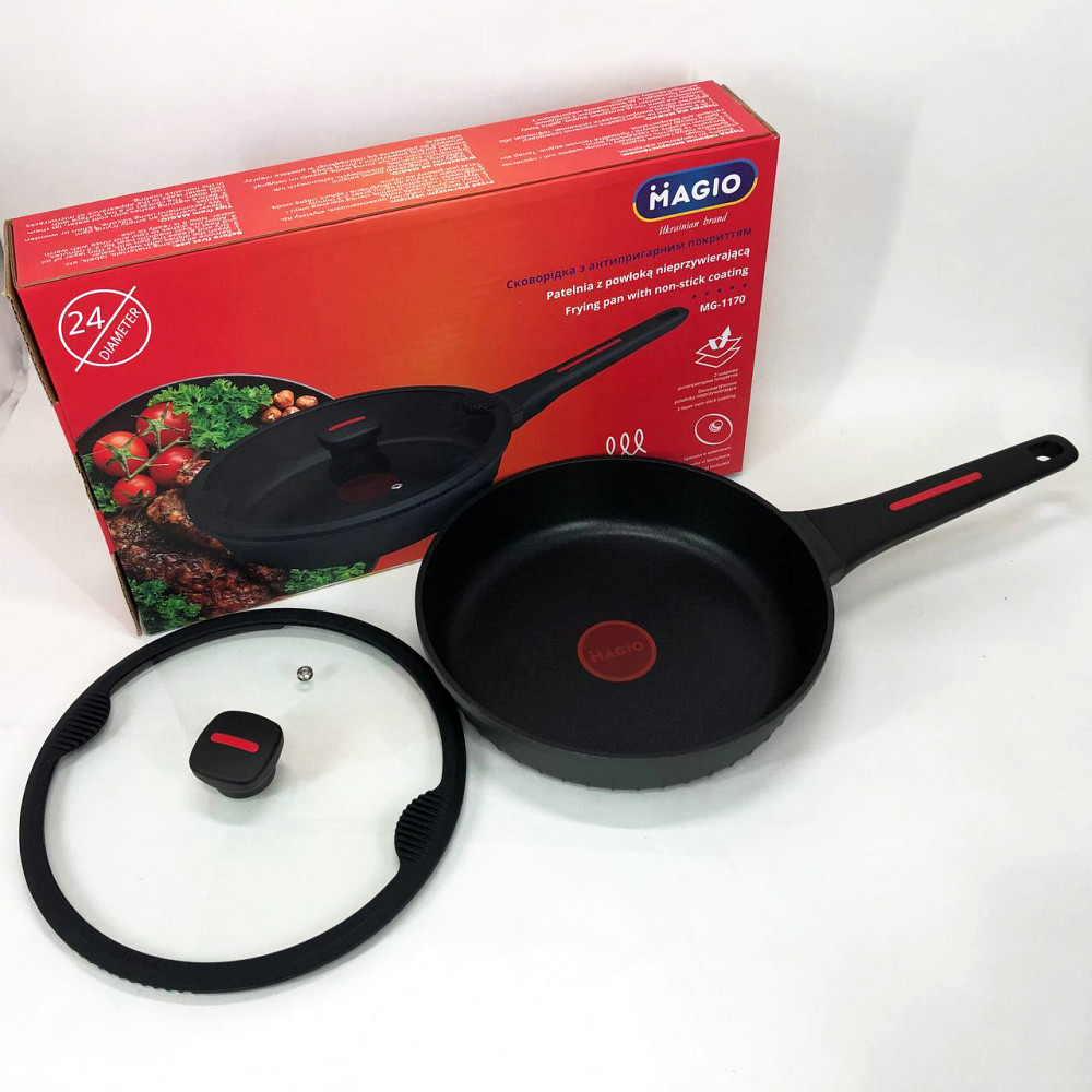Сковорода гриль удобная Magio MG-1170 24см, Качественная сковорода для дома, Сковородки без масла NG-54 Львов - изображение 15