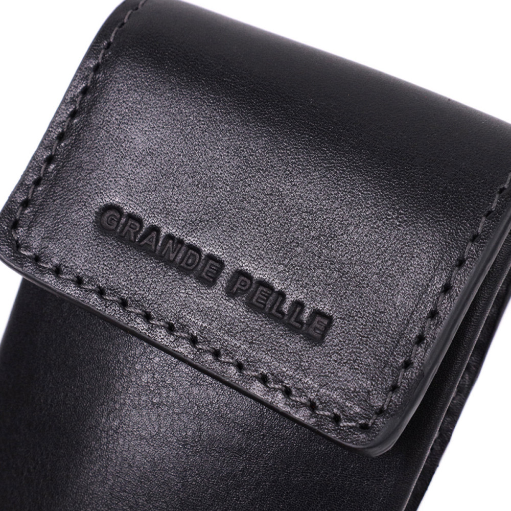 Ключниця футляр із натуральної шкіри GRANDE PELLE 22568 Чорний Київ - фото 4