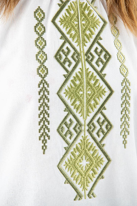 Вишиванка жіноча з довгим рукавом лляна, біла топ Київ - фото 2