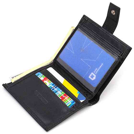 Модний чоловічий гаманець з натуральної гладкої шкіри CANPELLINI 21727 Чорний Київ