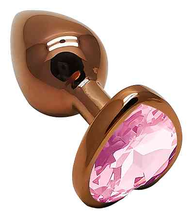 Анальная пробка с кристаллом EGZO - Dark Gold Heart Plug Pink, size S Sex Aura Киев