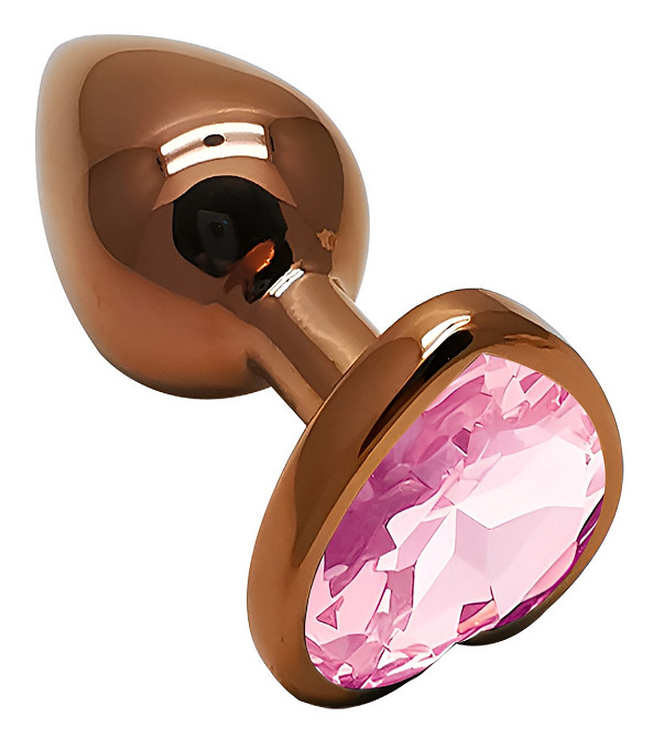 Анальна пробка з кристалом EGZO - Dark Gold Heart Plug Pink, size S Sex Aura Київ - фото 2