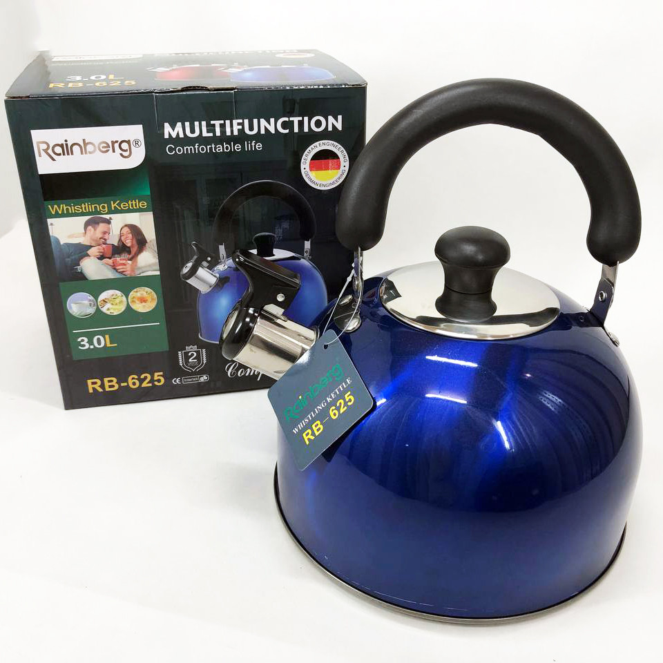Хороший чайник со свистком Rainberg RB-625 3 л, Чайник со свистком для электрической плиты LK-51 Львов - изображение 4