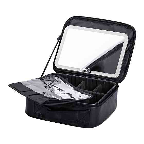 Органайзер косметичка з еко шкіри з дзеркалом та підсвічуванням 26×22×9 см HP-10-2AB Київ