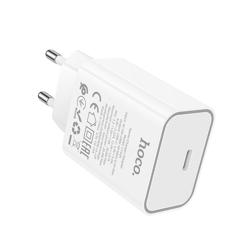 Сетевое зарядное устройство HOCO C143A Benefit single port PD20W charger White Одесса - изображение 5