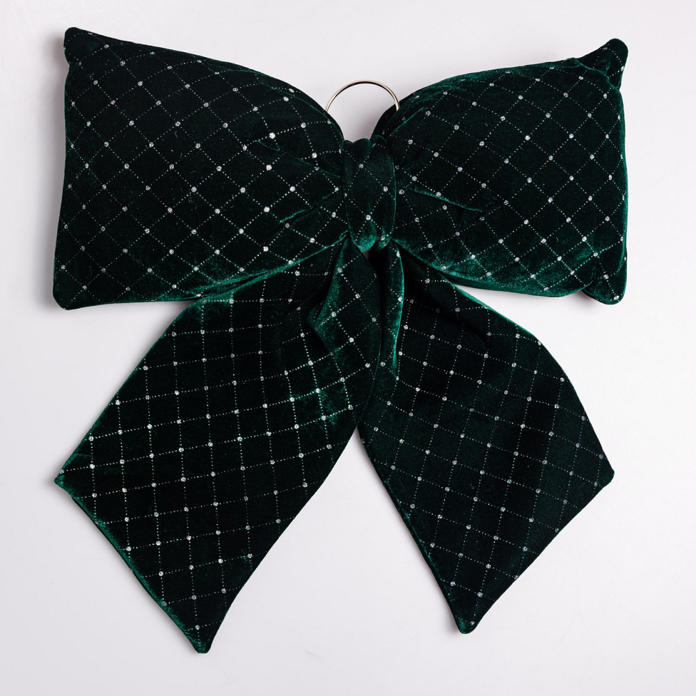 Yiwu Оксамитовий бант для декору зі стразами та візерунком на ялинку 55×70 (см) Зелений CR-2-17 Коломыя - изображение 1