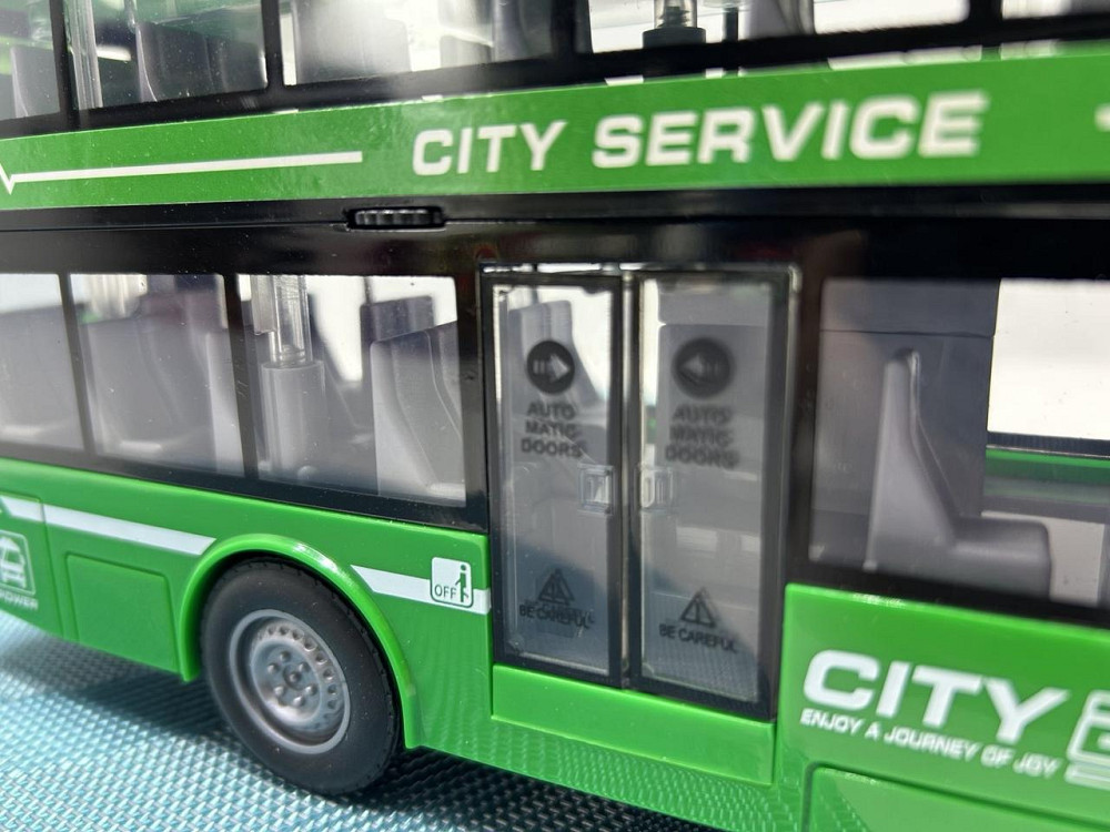 Автобус інерційний двоповерховий світло звук двері відкриваються гумові колеса Зелений (RJ5504) Чернигов - изображение 6