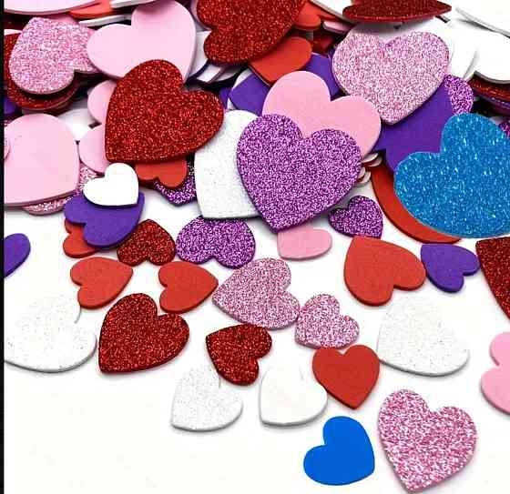 Наклейки у формі серця, самоклеючі наклейки серця, барвисті блискучі серця, набір 50 штук. декор до дня закоханих Київ