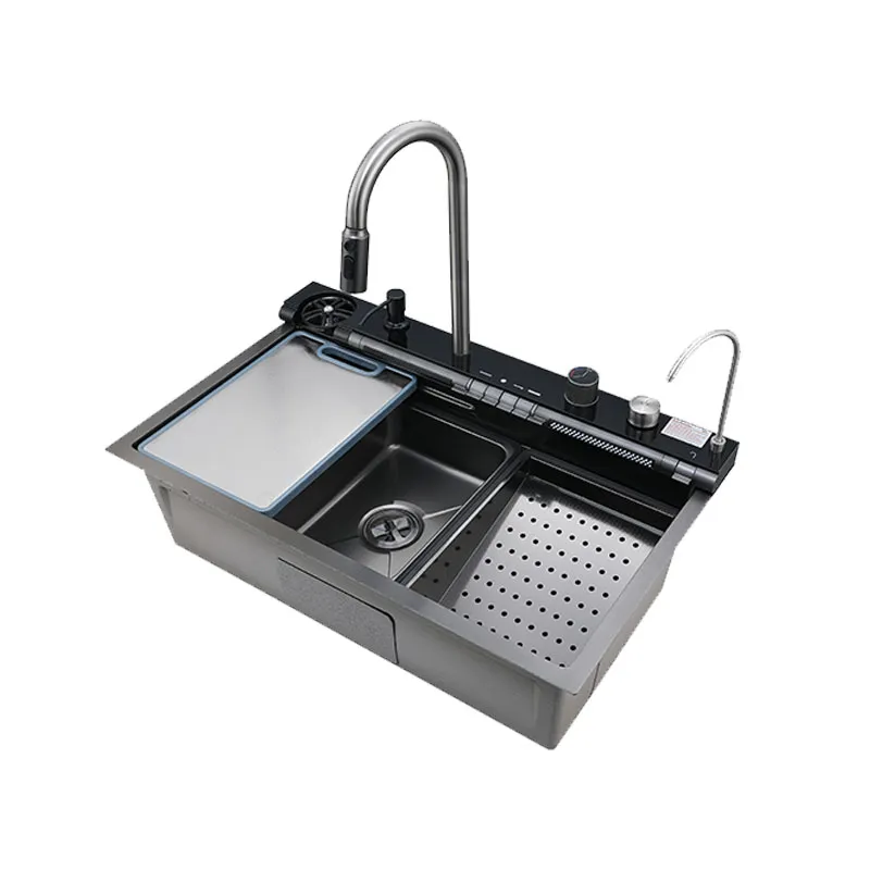 Мойка многофункциональная Zerix ZH7546-SET-05 Decor Graphite со встроенным смесителем из нерж.стали (ZM5592) Киев - изображение 1