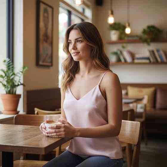 Шовкова майка на тонких бретельках Пудровий XL/2XL Харків