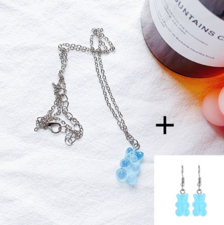 Мишки украшения голубые, кулон + серьги, размер мишки 1,6*1см, смола Киев - изображение 1