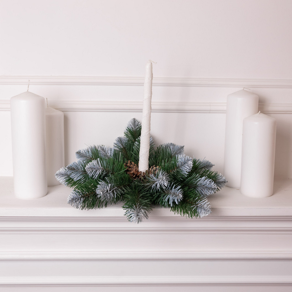 Зимовий вінок-підсвічник на одну свічку з декором Київ - фото 2