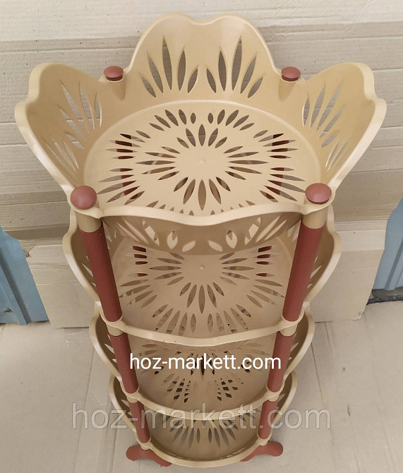 Полка этажерка пластиковая для ванны и кухни бежевая круглая Харьков - изображение 2