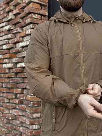 Тактична куртка Pave Hawk койот з аквамолніями, липучками для шевронів і вітрозахистом Львів