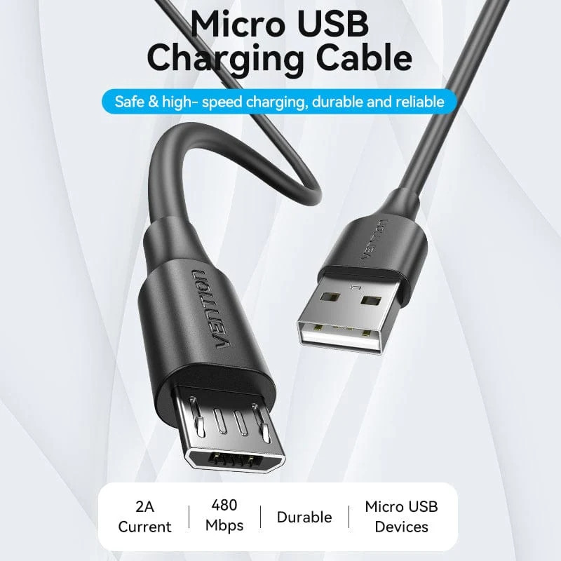 Кабель USB 2.0 AM-micro BM 1.0м Black Vention Вінниця - фото 5