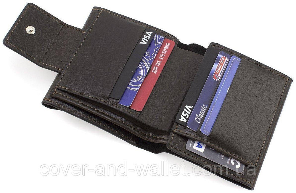 Елітний чоловічий портмоне з італійської шкіри коричневого кольору Grande Pelle 502420 Київ - фото 9