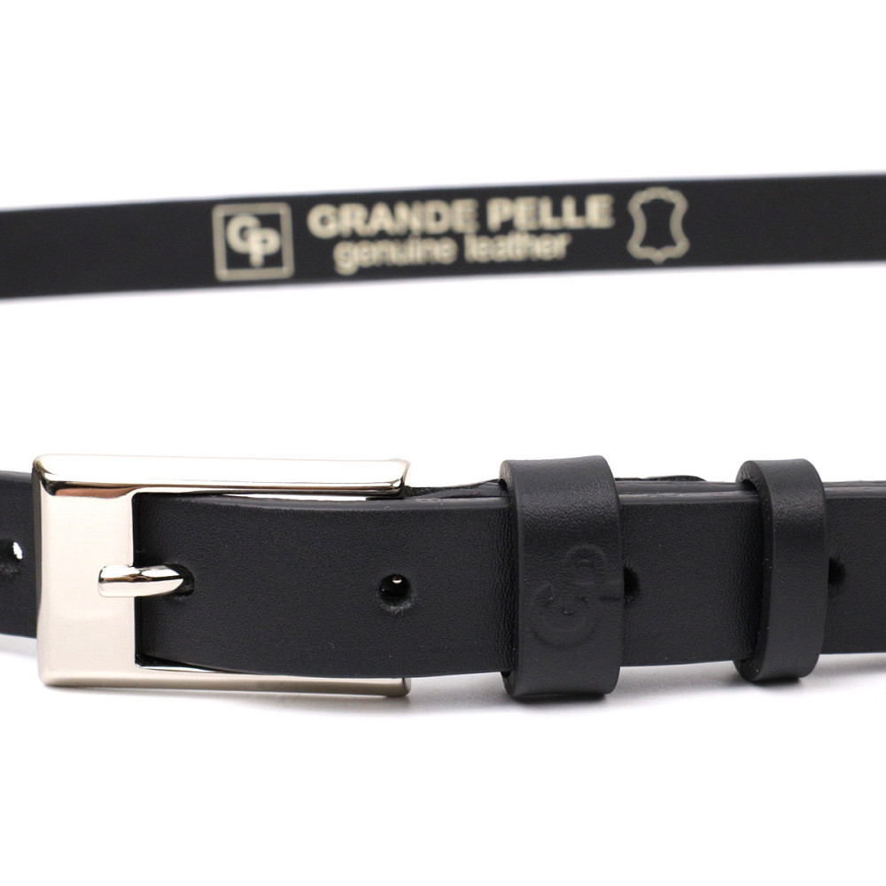 Тонкий женский ремень из натуральной кожи GRANDE PELLE 11673 Черный Киев - изображение 6