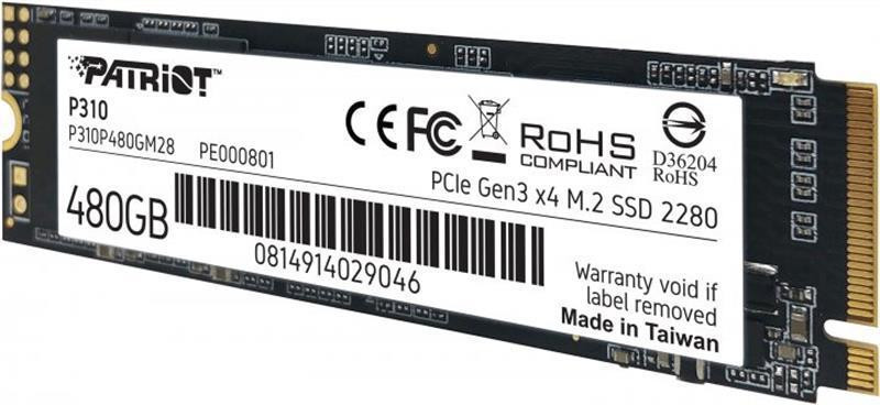 Накопичувач SSD 480GB Patriot P310 M.2 2280 PCIe NVMe 3.0 x4 TLC (P310P480GM28) M.2 2280 Харків - фото 5