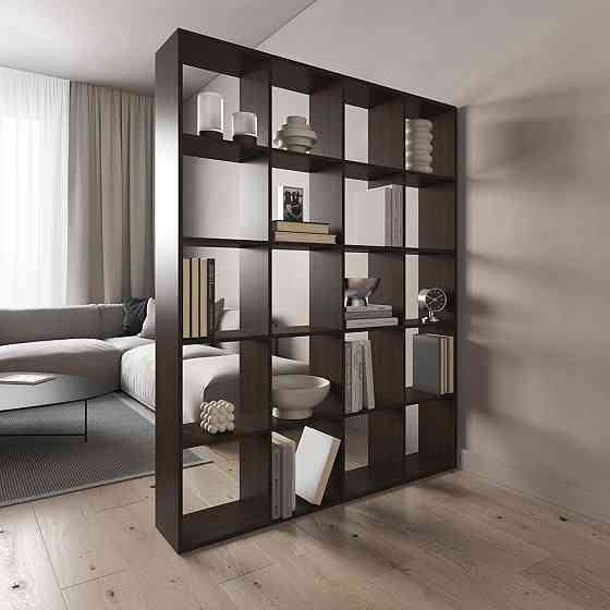 Стеллаж VAYS M-3 Венге Темный, книжная полка на 20 ячеек, ЛДСП, 143×29×178 см - для дома, офиса, детской или гостиной Львов