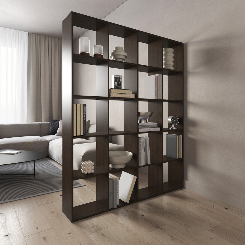 Стеллаж VAYS M-3 Венге Темный, книжная полка на 20 ячеек, ЛДСП, 143×29×178 см - для дома, офиса, детской или гостиной Львов - изображение 1