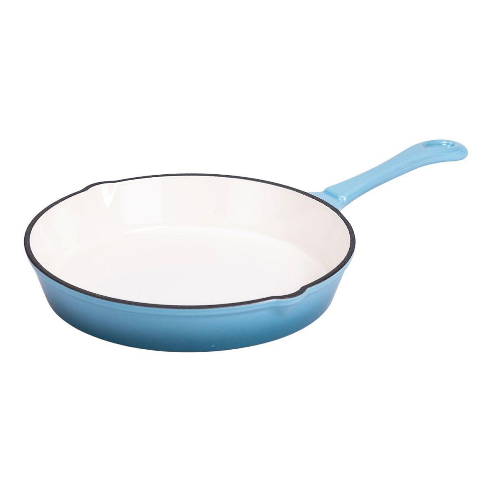 Набір чавунного посуду для приготування 3 каструлі та сковорода з емальованим покриттям Блакитний HP-1-7 Київ - фото 5