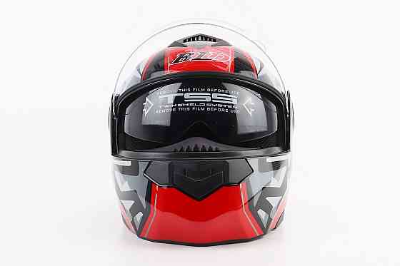 Шолом модуляр, закритий з відкидним підборіддям+відкидні окуляри BLD-159 М (57-58см), ЧОРНО-ЧЕРВОНИЙ Киев