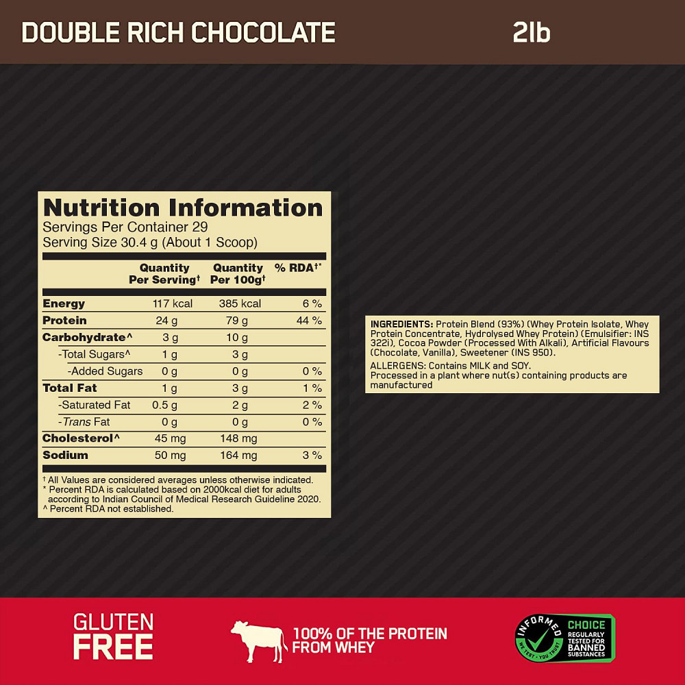 Протеїн Optimum Nutrition 100% Whey Gold Standard 907 g (Double Rich Chocolate) Луцьк - фото 2