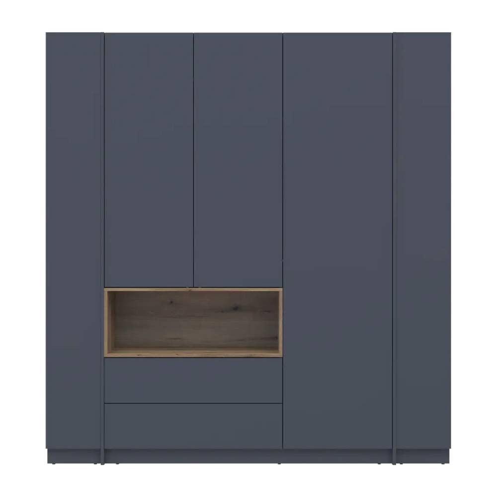 Шафа для одягу з нішою та етажеркою Doros Дейл Графіт/Дуб Евок 3 ДСП 178х52х220 DRS-011725 (44900337) Дніпро - фото 5