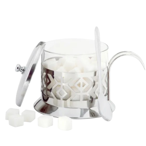 Цукорниця з ложкою та кришкою 200мл скло/нержавіюча сталь 7007 KAMILLE Житомир