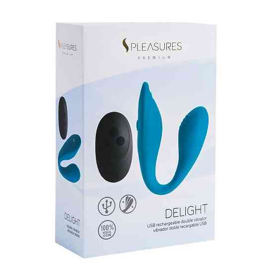 Подвійний вібратор S Pleasures Premium Delight, бірюзовий, для клітора та точки G, 10 режимів Sex Aura Київ