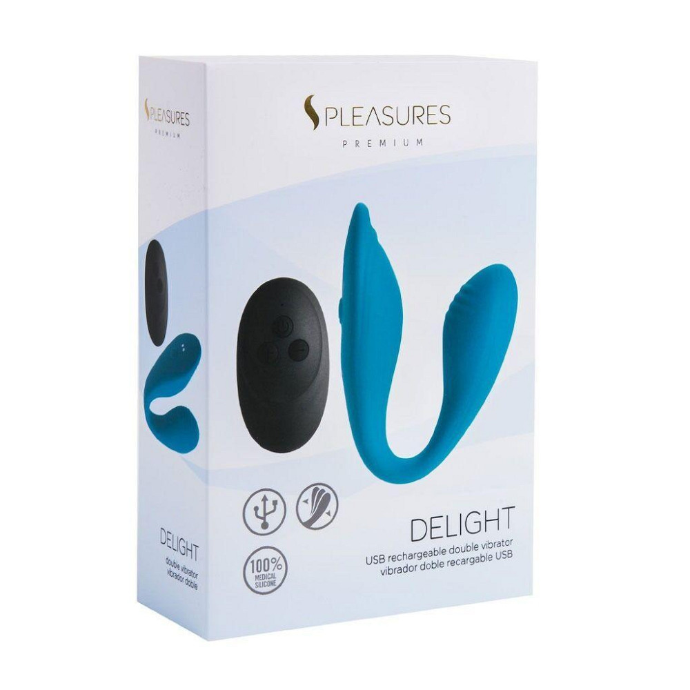 Подвійний вібратор S Pleasures Premium Delight, бірюзовий, для клітора та точки G, 10 режимів Sex Aura Київ - фото 5