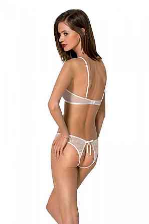 Комплект із бра, трусиків з ажурним декором та відкритим кроком Passion URSULA SET XXL/XXXL, white Sex Aura Київ