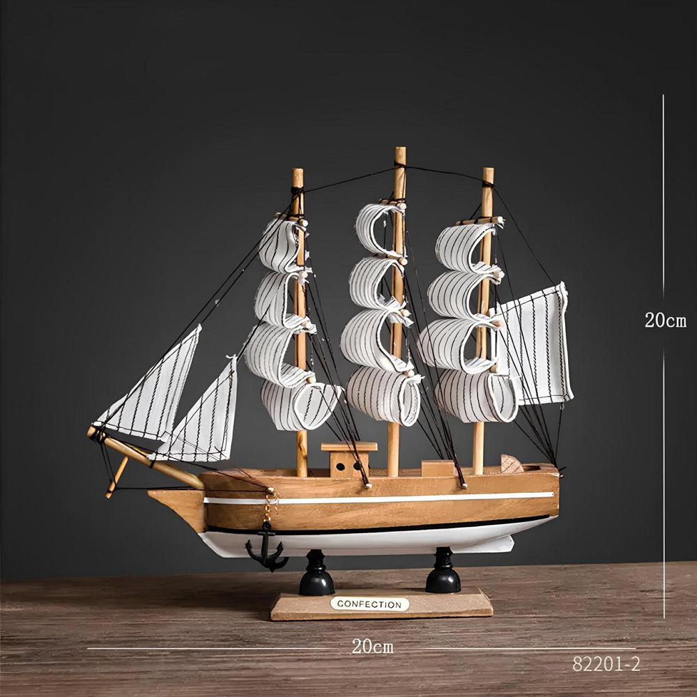 Модель дерев`яного вітрильника з підсвічуванням RESTEQ 20х20 см, Модель вітрильник з дерева Київ - фото 2