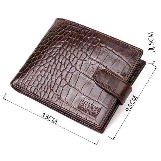 Мужской фактурный горизонтальный кошелек из натуральной кожи с тиснением под крокодила Tony Bellucci 22043 Коричневый Киев