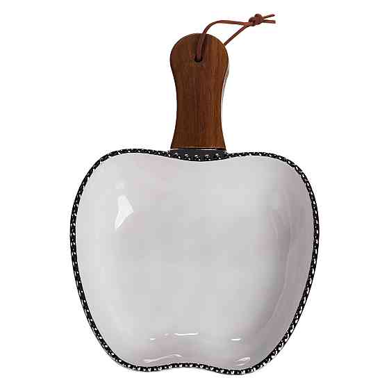 Тарелка фарфоровая глубокая с ручкой Яблоко 23×16×4 (см) блюдо сервировочное с ручкой  для подачи тарелка сковорода Серебро Киев