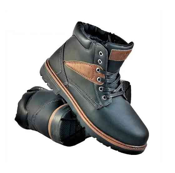 Ботинки ЗИМНИЕ Мужские Черные Кроссовки с МЕХОМ на Замке с Молнией (размеры: 41,42,43,44) - 204-2 Днепр