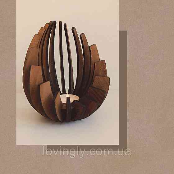 Подсвечник для чайной свечи из натурального дерева. Деревянный интерьерный подсвечник. Ирпень