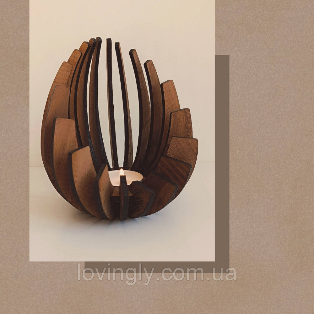 Подсвечник для чайной свечи из натурального дерева. Деревянный интерьерный подсвечник. Ирпень - изображение 2