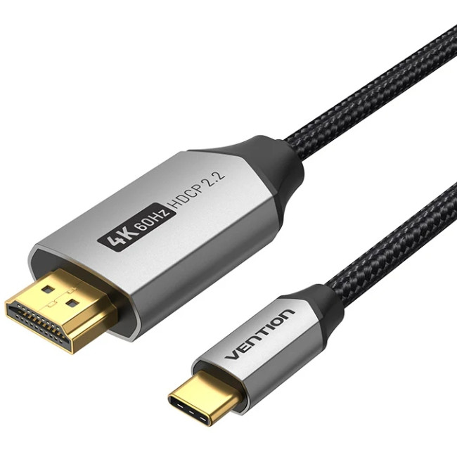 Кабель USB 3.1 Type-C M - HDMI M, 2.0m v.2.0 4K 60Hz Aluminum Alloy Type чорний Vention Винница - изображение 1
