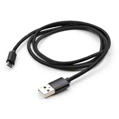 Дата кабель USB 2.0 AM to Micro 5P 1m nylon black Vinga (VCPDCMNB1BK) Винница