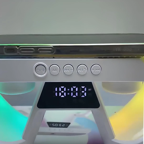 Лампа настольная HM-G66 смарт ночник с проекцией USB Bluetooth с беспроводной зарядкой Белый Винница