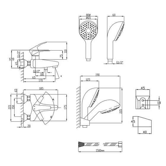 Змішувач для ванни Lidz (CRM) 41 86 006-1 New з душовим гарнітуром (LIDZCRM204900603) Київ